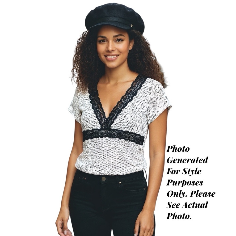 Maurices Babydoll Top Black Lace Polka Dot Y2K Romantic Parisian